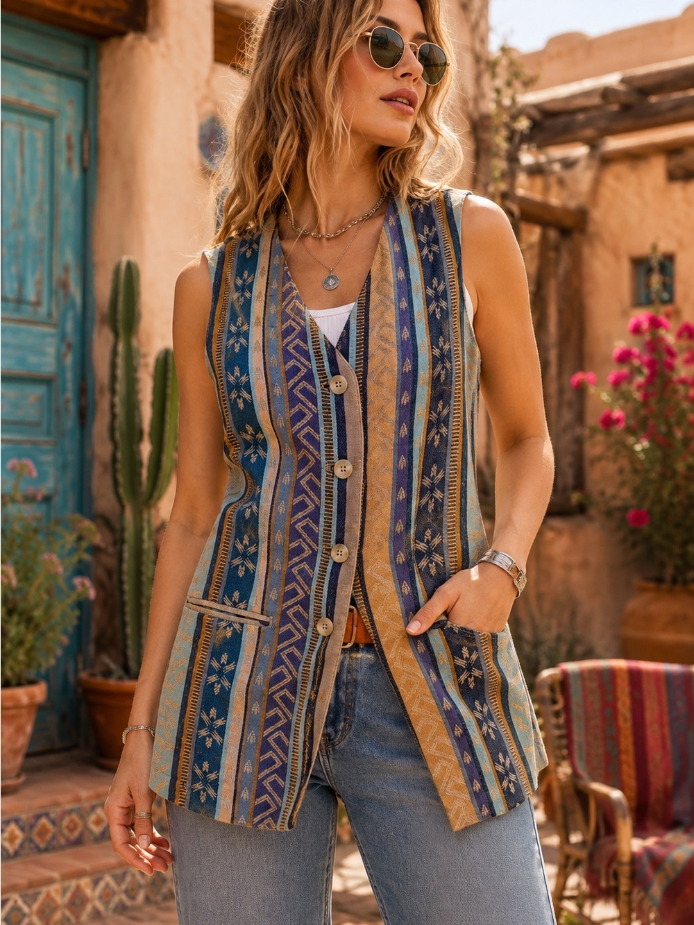 Vintage The Limited Finest Quality Collection Woven Tapestry Vest S Made Hungary